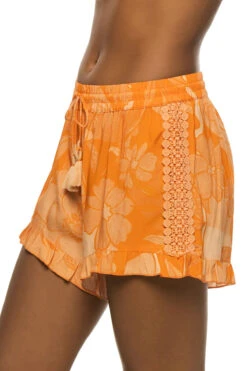 Topaz Ruffle Shorts -Farm Rio Swimwear Shop 26170713 Apparel Bottom Orange Side