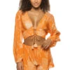 Topaz Lace Up Crop Top -Farm Rio Swimwear Shop 26190213 Apparel Top Orange Front