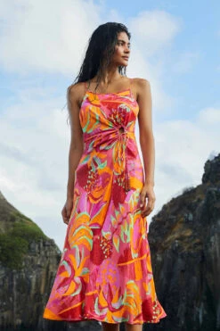 Farm Rio Fruit Brush Cutout Midi Dress -Farm Rio Swimwear Shop 303154 Apparel Dress Multi Lifestyle