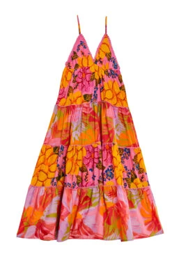 Farm Rio Flowers Garden Maxi Dress -Farm Rio Swimwear Shop 303980 Apparel Dress Flowers Garden Pink Colorful Laydown