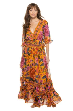 Farm Rio Floral Dream Ruffle Maxi Dress