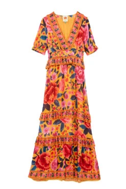 Farm Rio Floral Dream Ruffle Maxi Dress -Farm Rio Swimwear Shop 304571 Apparel Dress Multi Laydown