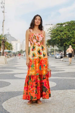 Farm Rio Mixed Warm Floral Maxi Dress -Farm Rio Swimwear Shop 306170 Apparel Dress Mixed Warm Lifestyle