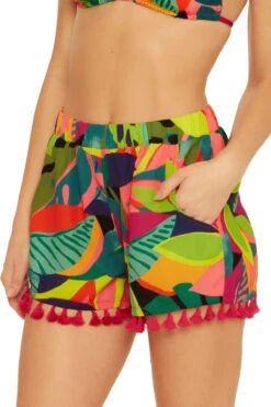 Rainforest Tassel Shorts -Farm Rio Swimwear Shop 3554035 Apparel Bottom Multi Side