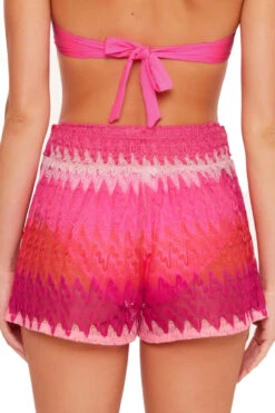 Cascade Crochet Shorts -Farm Rio Swimwear Shop 3634035 Apparel Bottom Pink Back