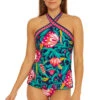 India Garden Reversible High Neck Tankini Top -Farm Rio Swimwear Shop 3673535 Tankini Top Multi Front