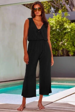 Breezy Basics Jumpsuit -Farm Rio Swimwear Shop 3753371 Apparel Jumpsuit Black Lifestyle1