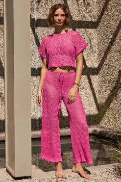 Crochet Drawstring Crop Pant -Farm Rio Swimwear Shop 3775035 Apparel Bottom Rose Lifestyle