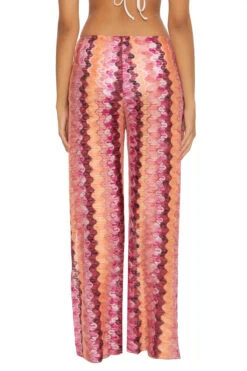 Crochet Stripe Pants -Farm Rio Swimwear Shop 4650371 Apparel Bottom Rose Violet multi Back1