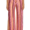 Crochet Stripe Pants -Farm Rio Swimwear Shop 4650371 Apparel Bottom Rose Violet multi Front1