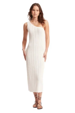 Seafolly Crochet Knit Asymmetrical Midi Dress
