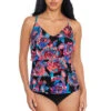 Sonic Bloom Chloe Tankini Top -Farm Rio Swimwear Shop 6017834 Tankini Top Black Multi Front