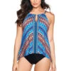 Miraclesuit Peephole High Neck Tankini Top -Farm Rio Swimwear Shop 6552660 Tankini Top Multi Front