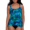 Miraclesuit Palm Reeder Dazzle Tankini Top -Farm Rio Swimwear Shop 6558126 Tankini Top Blue Multi Front
