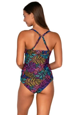 Maeve Underwire Tankini Top (D+ Cup) -Farm Rio Swimwear Shop 714TPANPA Tankini Top Panama Palms Back2