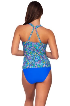 Elsie Tankini Top (D+ Cup) -Farm Rio Swimwear Shop 738TPERSK Tankini Top Persian Sky Back2