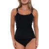 Taylor Molded Underwire Bra Tankini Top (D+ Cup) 2 Taylor Molded Underwire Bra Tankini Top (D+ Cup) -Farm Rio Swimwear Shop 75TBLCK Tankini Top Black Front