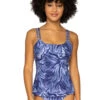 Taylor Over The Shoulder Tankini Top (E-H Cup) -Farm Rio Swimwear Shop 75TEFGSUMAT Tankini Top Sumatra Front