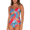 Taylor Underwire Tankini Top (E-H Cup) 1 Taylor Underwire Tankini Top (E-H Cup) -Farm Rio Swimwear Shop 75TEFGTIGLI Tankini Top Tiger Lily Front
