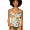 Forever Over The Shoulder Tankini Top (E-H Cup) -Farm Rio Swimwear Shop 77TEFGSEREN Tankini Top Serendipity Front