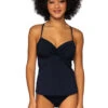 Crossroads Underwire Bra Tankini Top (E-H Cup) -Farm Rio Swimwear Shop 79TEFGBLCK Tankini Top Black Front