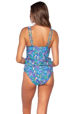 Vivian Tankini Top 5 Vivian Tankini Top -Farm Rio Swimwear Shop 815TPERSK Tankini Top Persian Sky Back