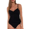 Simone Convertible Strap Tankini Top -Farm Rio Swimwear Shop 81TBLCK Tankini Top Black Front