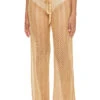 Crochet Metallic Pants -Farm Rio Swimwear Shop 8650371 Apparel Bottom Gold Front1