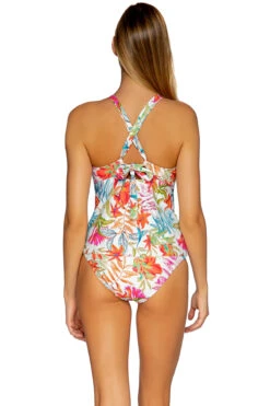 Mia High Neck Tankini Top -Farm Rio Swimwear Shop 87TTROBR Tankini Top Tropical Breeze Back