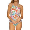 Mia High Neck Tankini Top 1 Mia High Neck Tankini Top -Farm Rio Swimwear Shop 87TTROBR Tankini Top Tropical Breeze Front