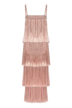 Angelica Fringe Maxi Dress -Farm Rio Swimwear Shop ANGELICA FRINGE DRESS Apparel Dress Pearl Blush Laydown