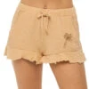 Palm Tree Shorts -Farm Rio Swimwear Shop B11190 Apparel Bottom Honey Peach W Bronze Front