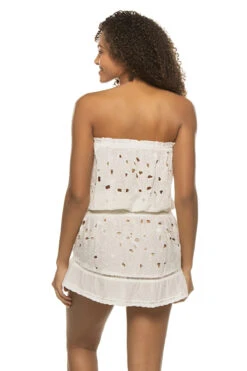 Lush Embroidered Mini Dress -Farm Rio Swimwear Shop C02233010 Apparel Dress Ivory Cut Out Embroidery Back
