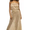 Maya Strapless Maxi Dress -Farm Rio Swimwear Shop C02233017 Apparel Dress Gold Luxe Knit Front
