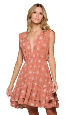 Metallic Plunge Mini Dress