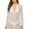 Sage Crochet Mini Dress -Farm Rio Swimwear Shop CL409 Apparel Dress White Front