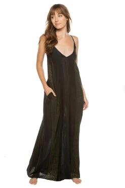 ELAN Metallic Maxi Bubble Dress