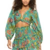 Asmara Cropped Blouse -Farm Rio Swimwear Shop CSSU22022 Apparel Top Green Front