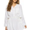 ELAN Short Button Up Shirt Dress -Farm Rio Swimwear Shop DG18000 Apparel Dress White Front