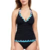 Moroccan Escape Halter Tankini Top -Farm Rio Swimwear Shop E2310 1B88A Tankini Top Black Front
