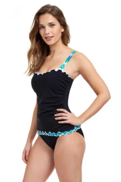 Moroccan Escape Tankini Top (D Cup) -Farm Rio Swimwear Shop E2310 1D18A Tankini Top Black Side