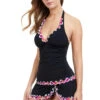 Palm Springs Halter Tankini Top -Farm Rio Swimwear Shop E2321 1B88A Tankini Top Black Front
