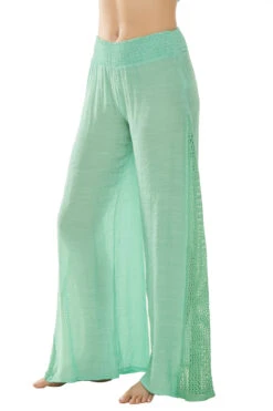 ELAN Crochet Smocked Pants -Farm Rio Swimwear Shop EBW CR2191 Apparel Bottom Emerald Side