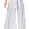 ELAN Wide Leg Bow Tie Pants -Farm Rio Swimwear Shop ELA WHITE WH Bottoms Front2 90418