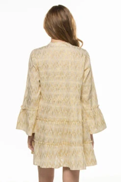 Metallic Long Sleeve Mini Dress -Farm Rio Swimwear Shop GL6864 Apparel Dress Gold Back