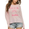 Live In The Sunshine Sweater -Farm Rio Swimwear Shop GS01EML Apparel Top Pink Pink Front