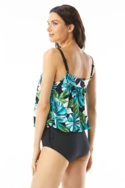 Audrey Blouson Tankini Top 5 Audrey Blouson Tankini Top -Farm Rio Swimwear Shop H06529 Tankini Top Black Back