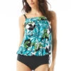 Audrey Blouson Tankini Top 1 Audrey Blouson Tankini Top -Farm Rio Swimwear Shop H06529 Tankini Top Black Front