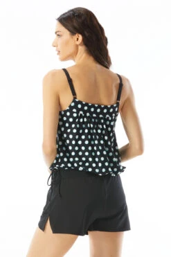 Audrey Blouson Tankini 6 Audrey Blouson Tankini -Farm Rio Swimwear Shop H16529 Tankini Top Black Back