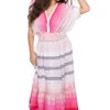 Zena Plunge Maxi Dress -Farm Rio Swimwear Shop HSW2211C1 Apparel Dress Pink Front